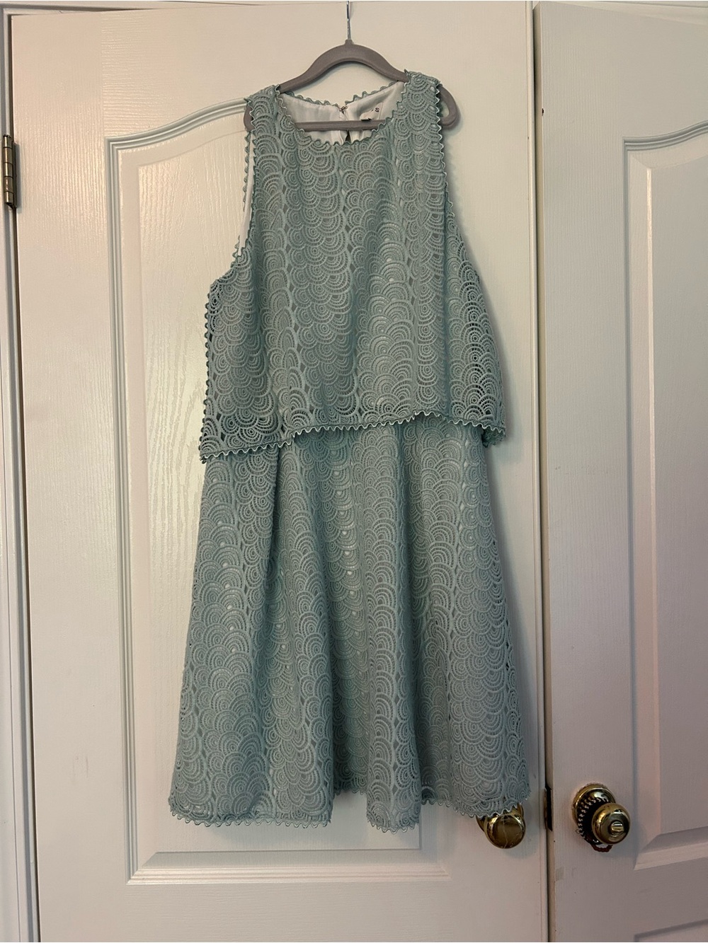 Reiss Sage Green Lace Layered Dress